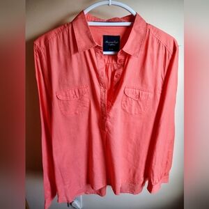American Eagle Outfitters Women Coral Shirt